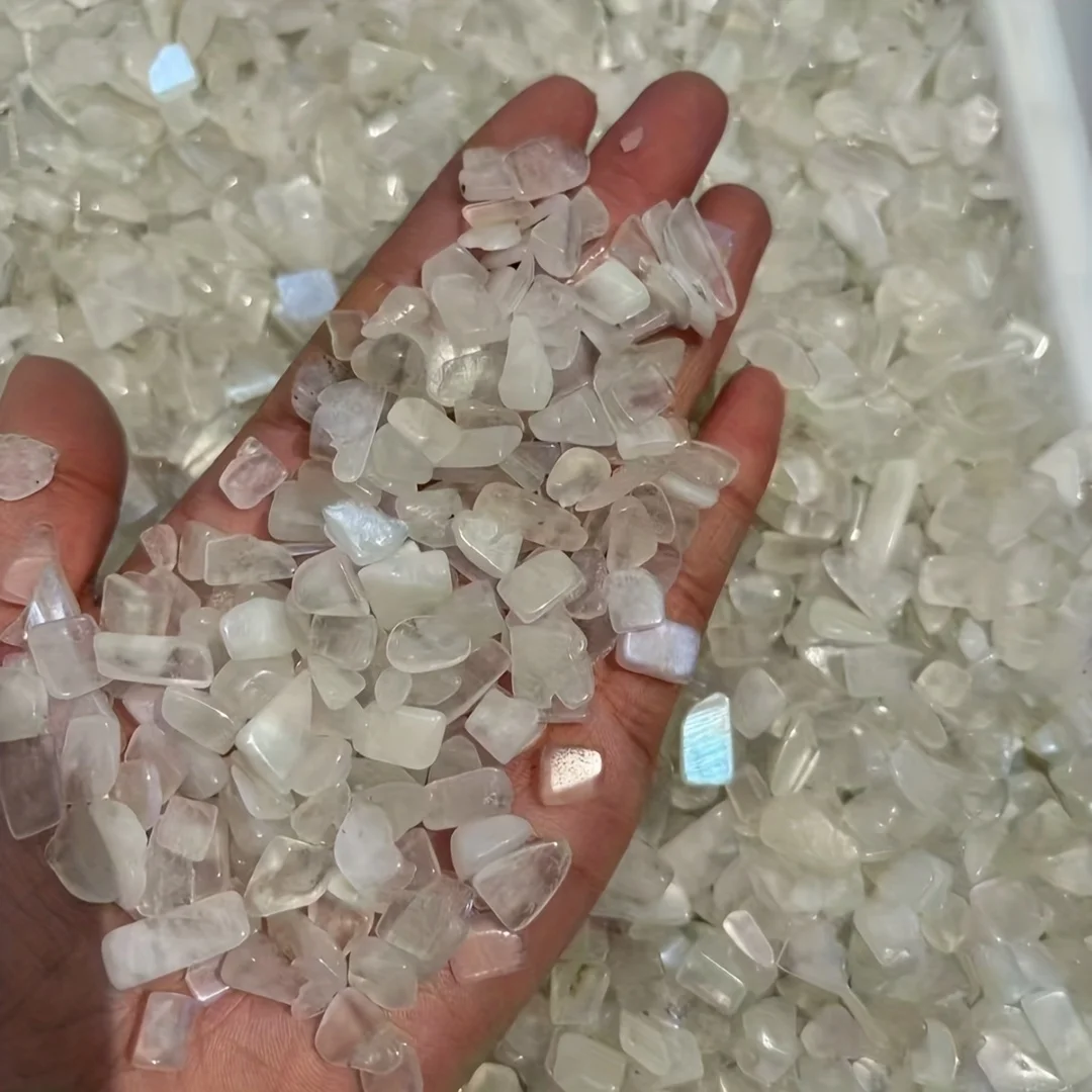 Natural white moonstone quartz powder,semi-crystalline quartz,beautiful crystal,decorative stone for flower pots and fish tanks. view 6