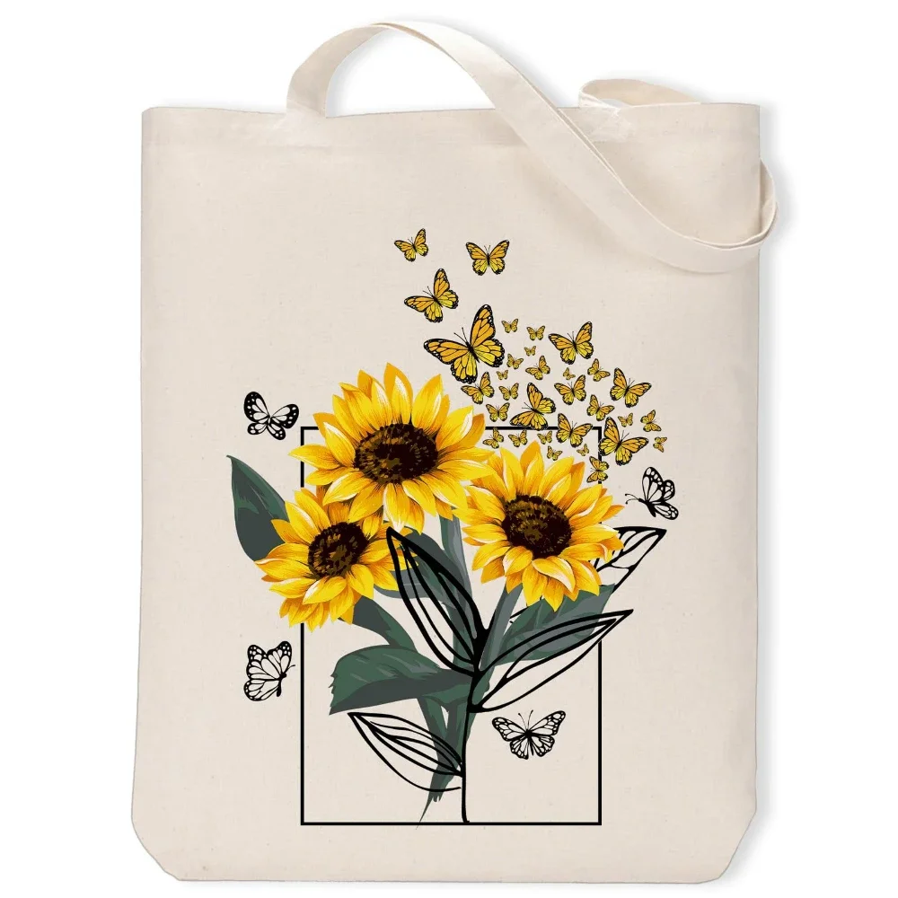 Libro y flores frases positivas bolso de mano de lona estampado bolso de hombro de gran capacidad trabajo vacaciones compras