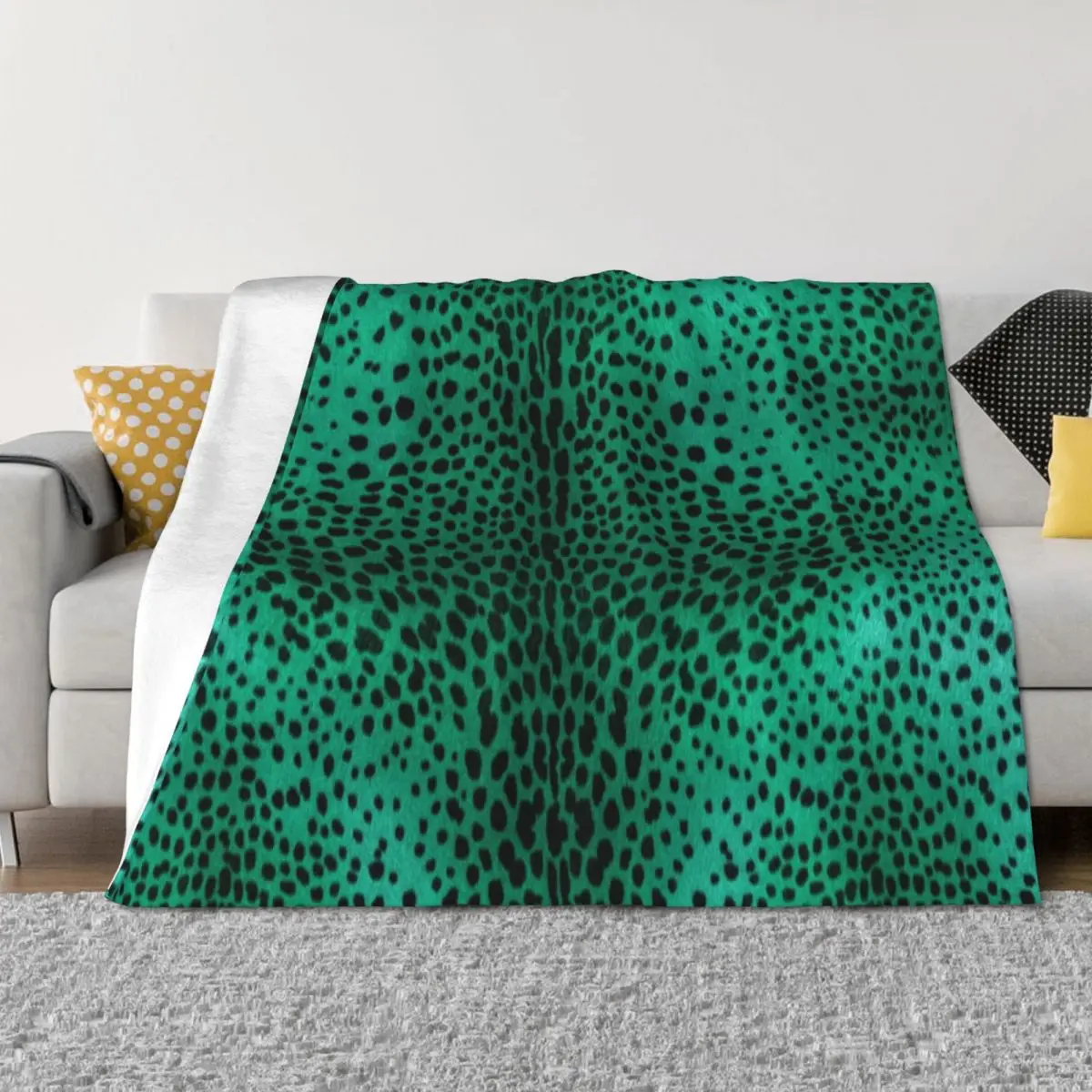 

CHEETAH animal print design in mint colorway Throw Blanket Blankets For Sofas Flannel Fabric Loose Soft Big Blankets