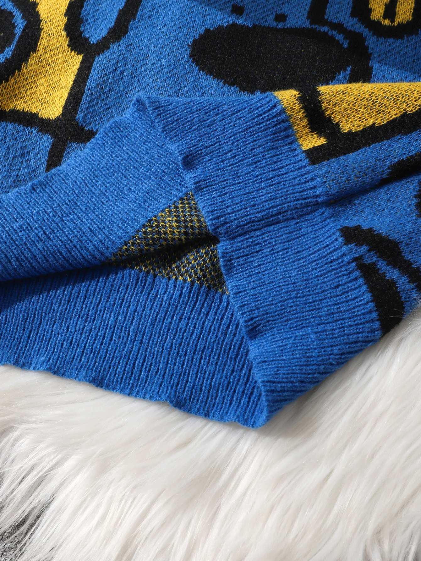 الخريف والشتاء لطيف الكلب الجاكار الوجهين نمط البلوز سترة عادية طاقم الرقبة متماسكة الرجال البلوز عادية طاقم الرقبة