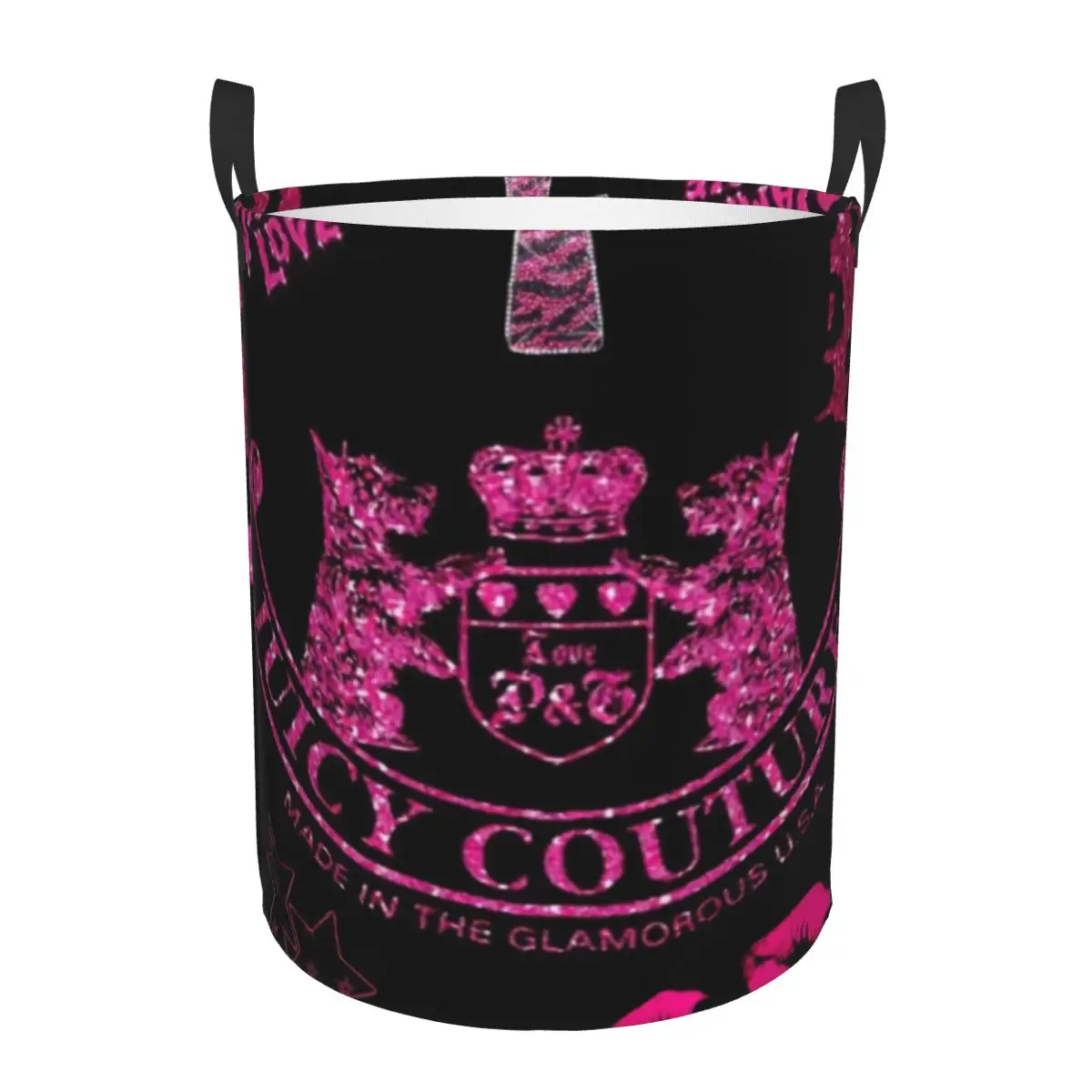 Laundry Basket Juicy-Couture Fabric Laundry Moving Folding Dirty Laundry Basket