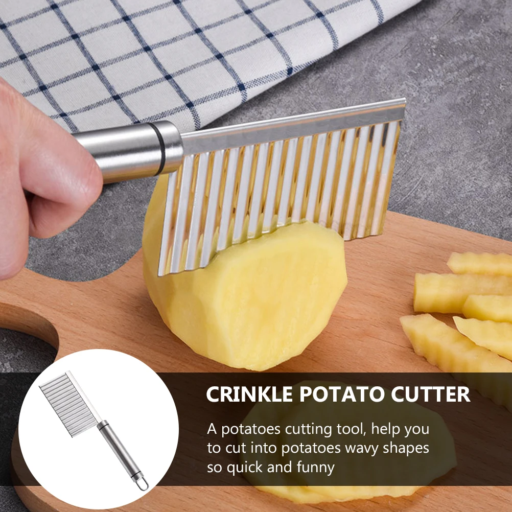 

2 Pcs Stainless Steel Wavy Potato Crinkle Chopper Tool Vegetable Slicer Kitchen Gadget Fruit Veggie Cutting Aid Gifts
