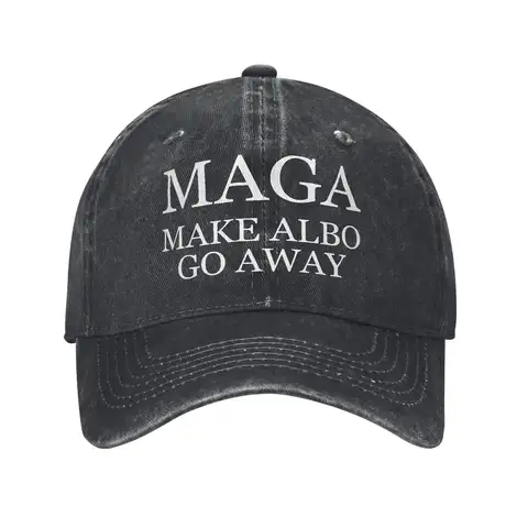 Washed Baseball Cap MAGA Make Albo Go Away  Spring Trucker Hat For Men Adult  Design Print Hiking Fishing Sun Snapback Cap