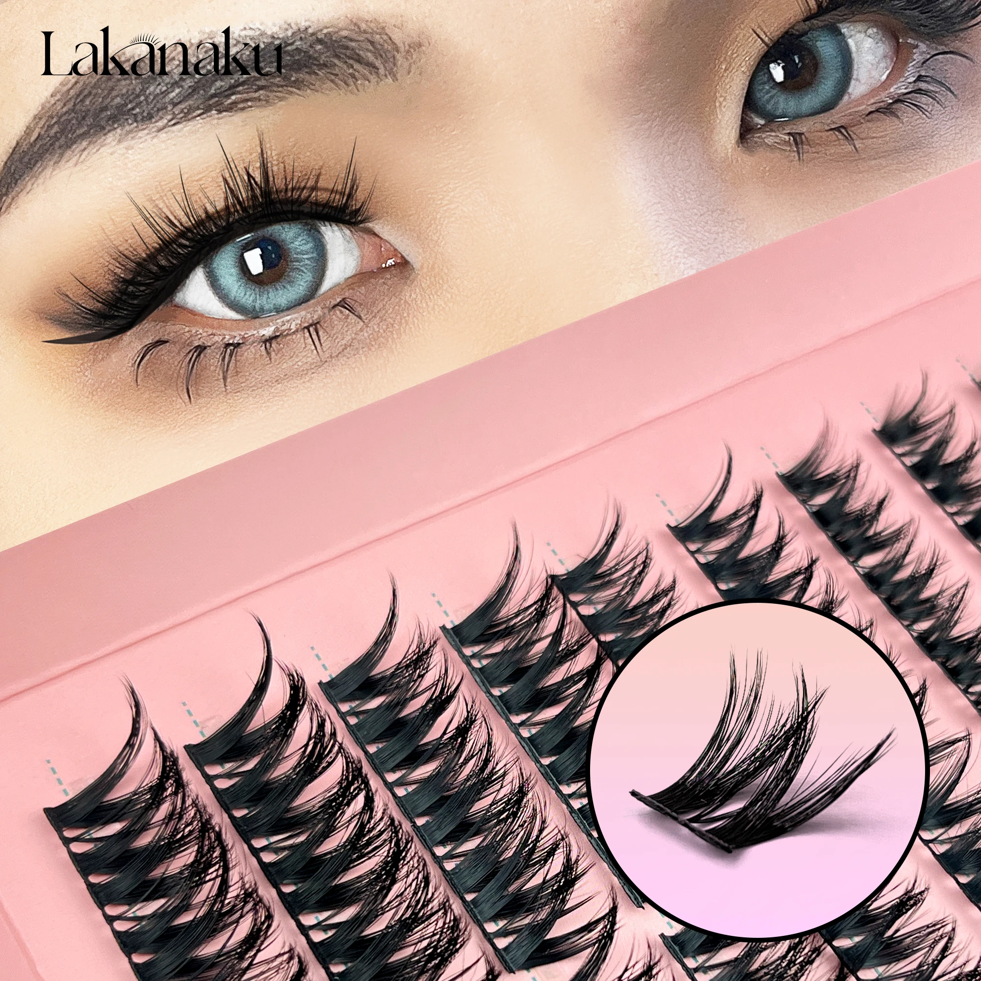 LAKANAKU Natürliche Cluster-Wimpernverlängerungen DIY Cluster-Wimpern Manga-Wimpern Cluster Ultradünne magische Anime-DIY-Wimpernverlängerungen