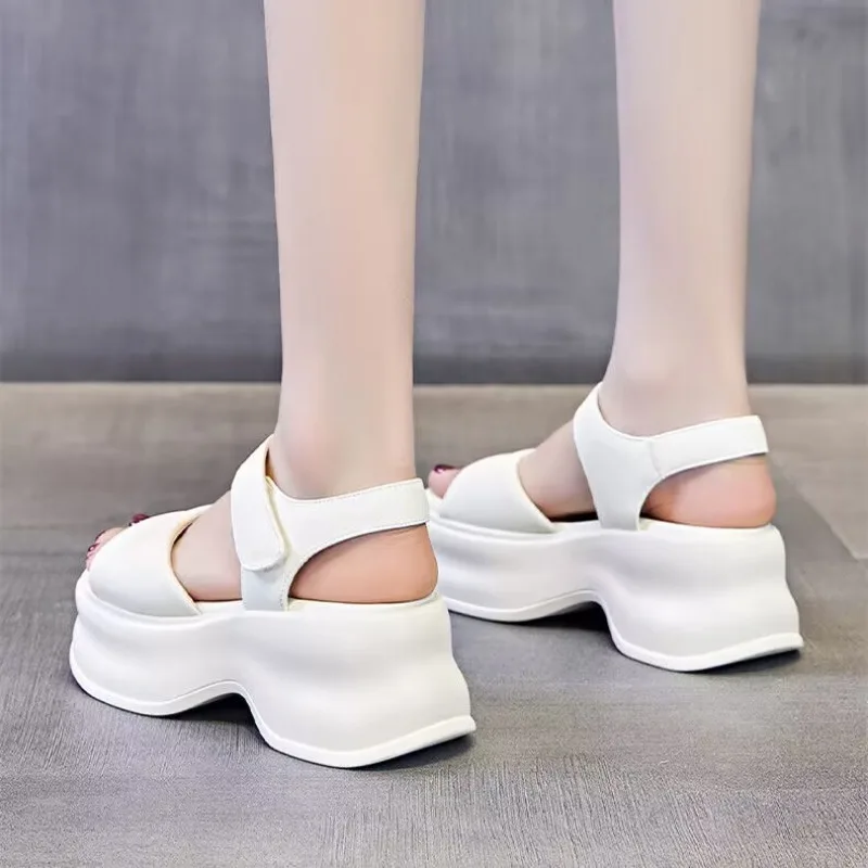 Peep Toe Super High Thick Bottom Leisure Summer Shoes Platform Vacation Slingback sandali da donna