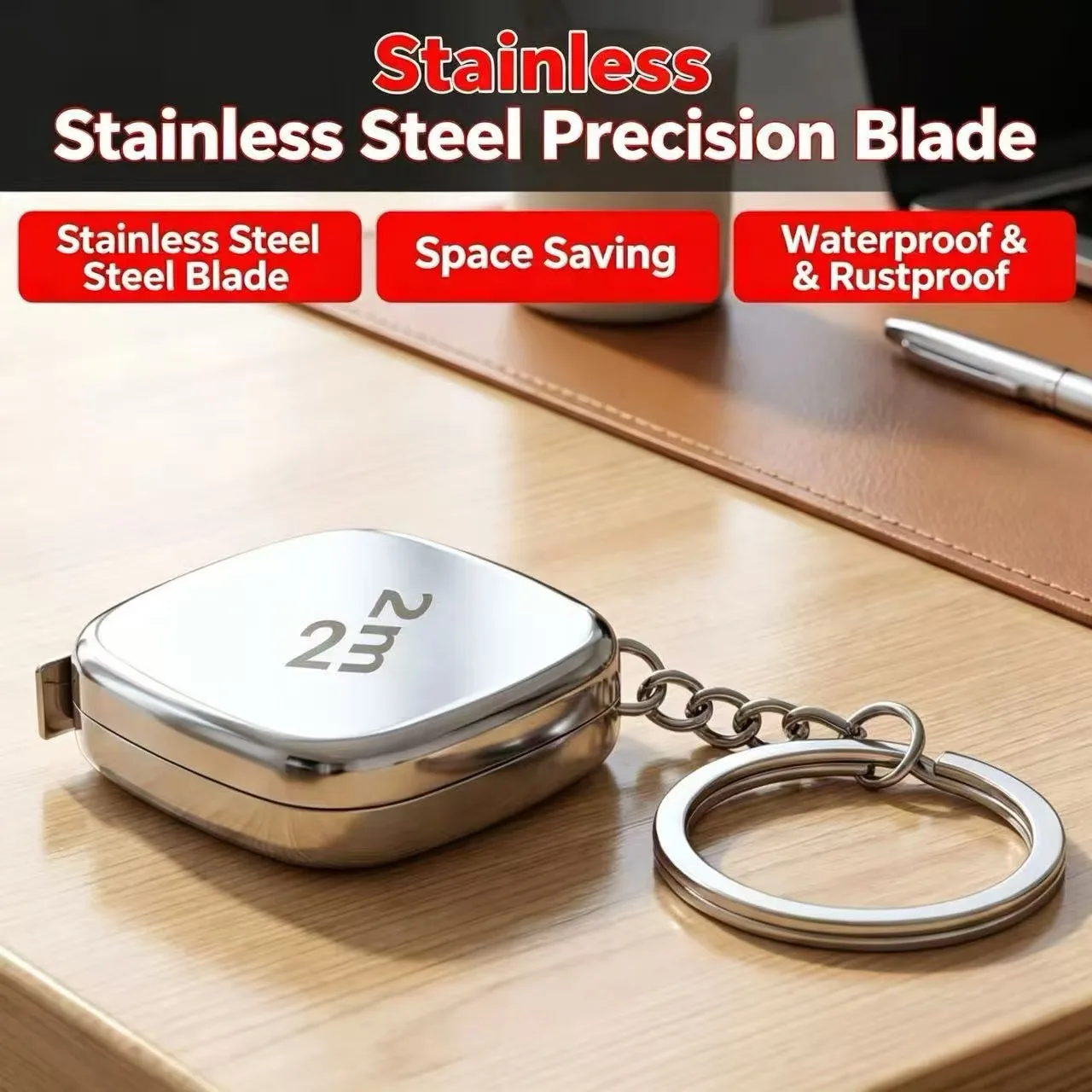 2M Portable Mini Keychain Tape Measure Stainless Steel Waterproof Small Pocket Measuring Ruler