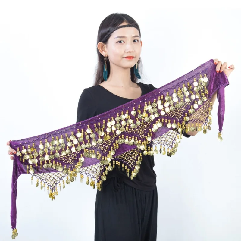 New Style Belly Dance Sequined Waist Chain Triangle Hip Scarf Women Performance Clothing Accessories Belly Dance Coins Belt