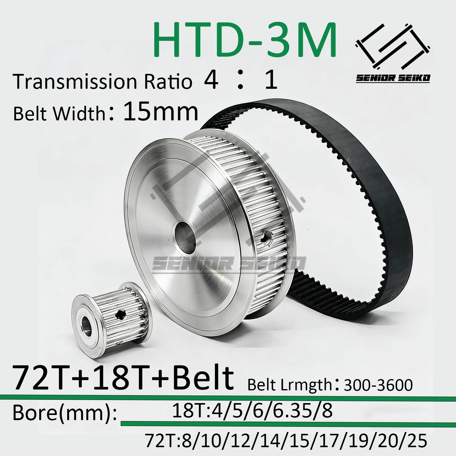 kit-pulegge-sincronizzate-htd3m-72-denti-18t-con-cinghia-larghezza-cinghia-15mm-foro-4~25mm-riduzione-4-1-3m