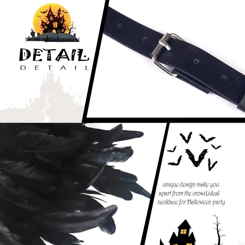 B95F średniowieczne pióro wzruszając ramionami szal na ramię peleryna kostiumy na Halloween