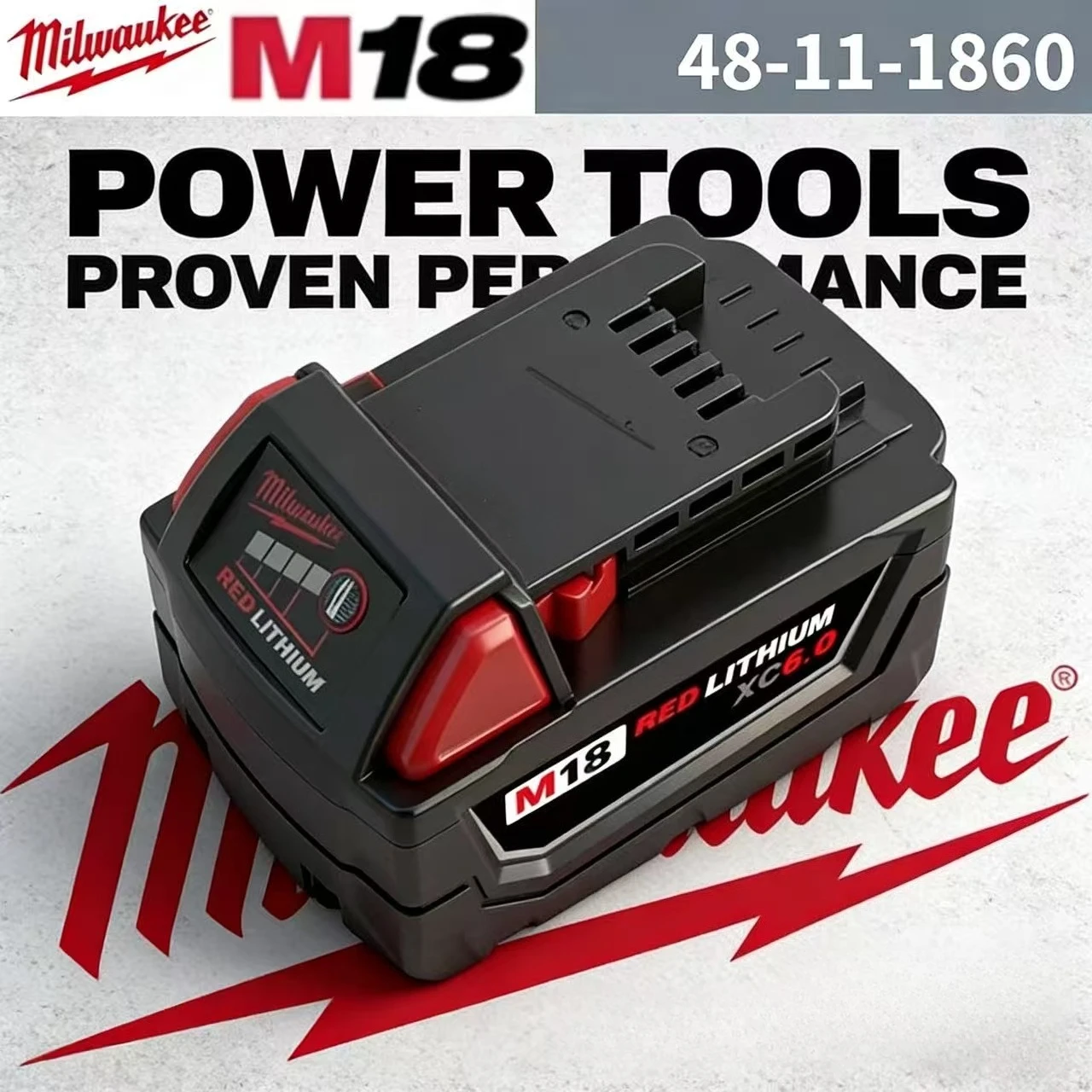 

Fit Milwaukee M18 8.0Ah 6.0Ah 18V Lithium Battery 48-11-1880 Replacement 48-11-1860 48-11-1850 48-11-1840 M18 Battery+Charger