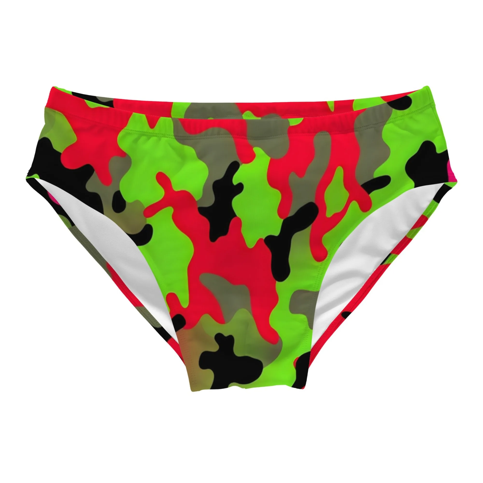 Neon Camouflage Art Swim Trunks Lightweight Comfortable Sexy Men's Triangle Trunks Pool Party Beach Vacations Sexy Men's Bikinis