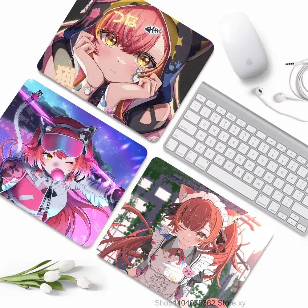 Anime Girl VTuber VSPO Nekota Tsuna Mousepad Small LockEdge Mouse Pad For Gamers Computer Desk Pad Rectangular Anti-slip Rubber