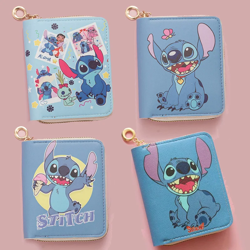 Disney Stitch Wallet Anime Cartoon Cute Coin Purse Large Capacity ID Card Protective Cover Children Anime Figures Birthday Gifts