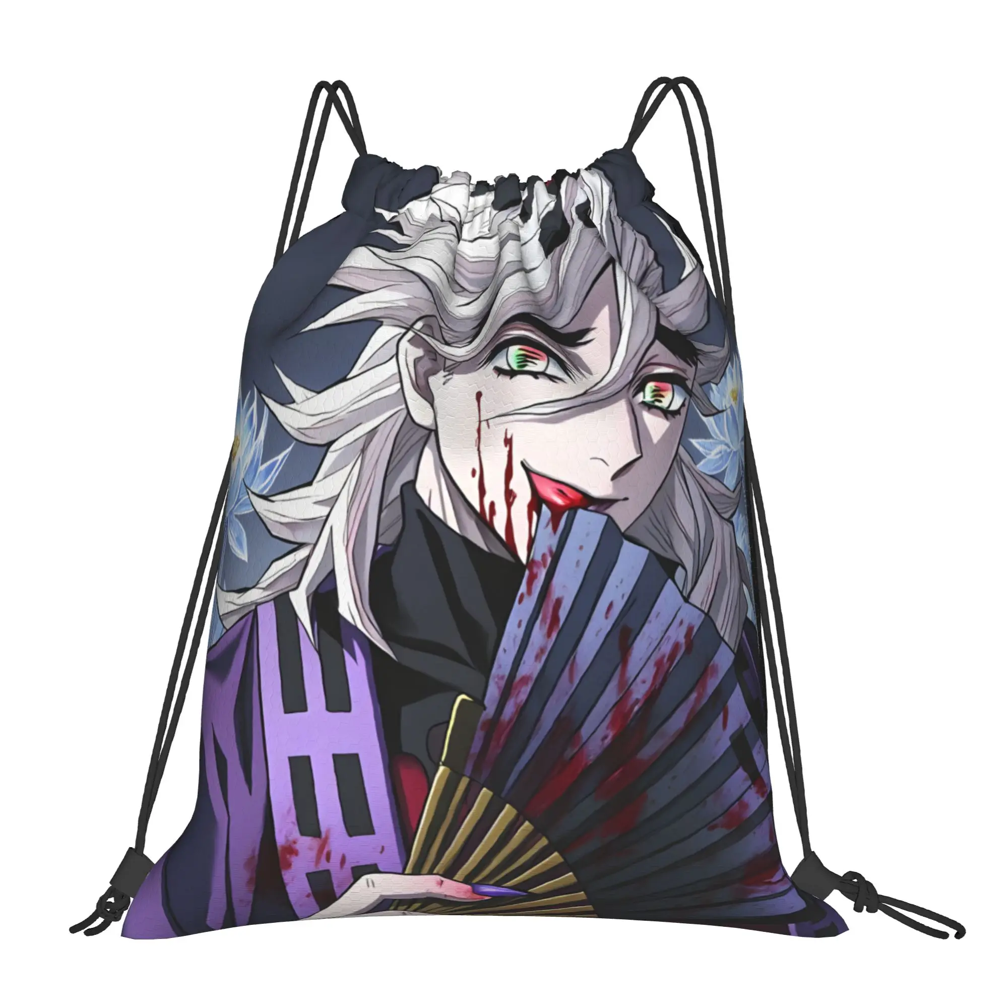 1 pc Douma Ice Demon Demon Slayer Kawaii Drawstring Bags Gym Shoe Clothes Storage Multi-function Teen Portable