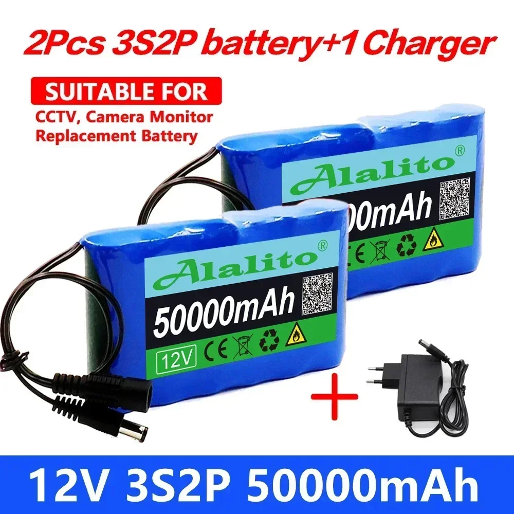 

12V 50Ah Lithium Battery Pack Capacity DC 12.6V 100Ah CCTV Camera Monitor,fishing Lights,xenon Lamp,loudspeakers with Charger