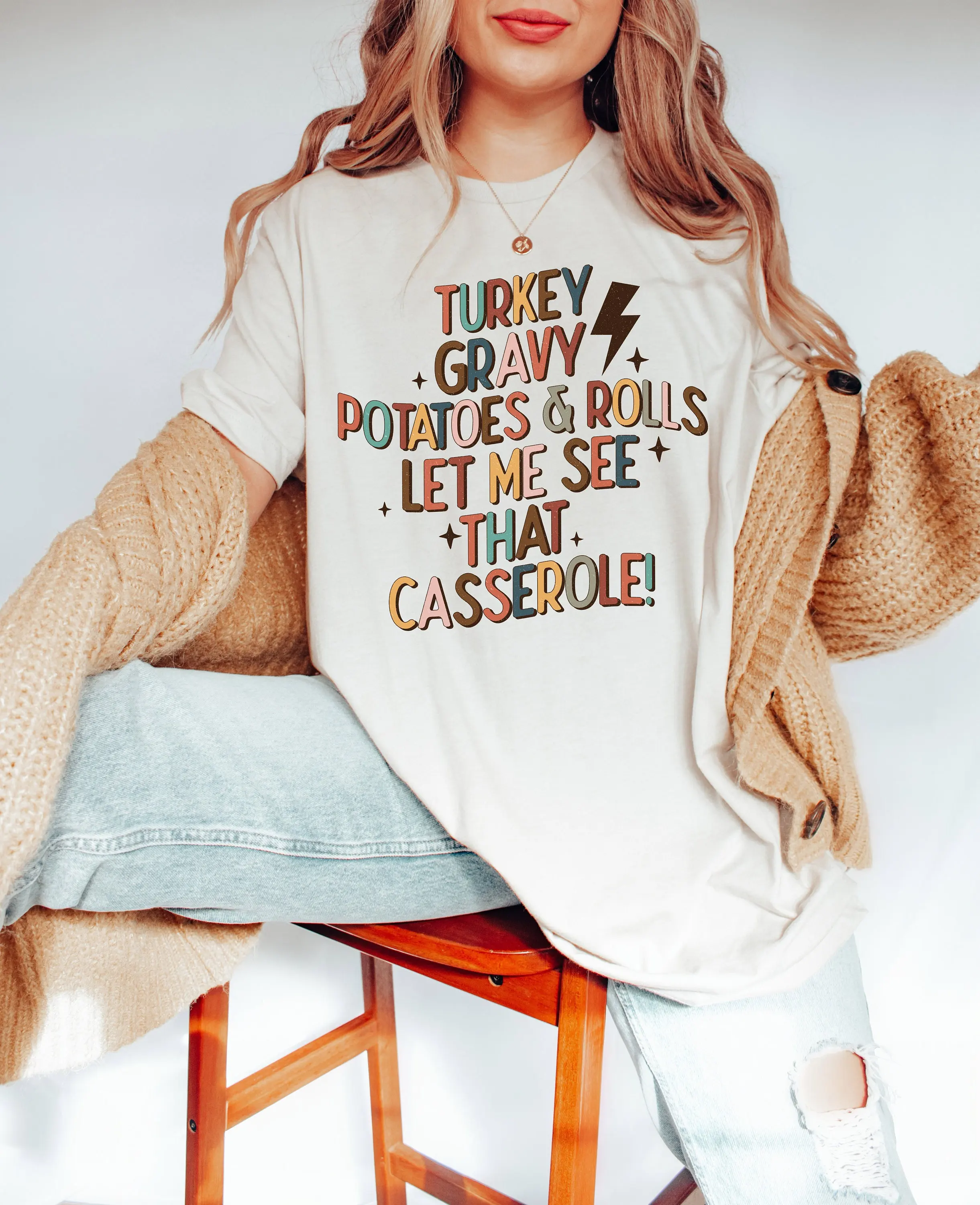 Retro Thanksgiving T Shirt Turkey Gravy Beans And Rolls Let Me See That Casserole Dinner Funny