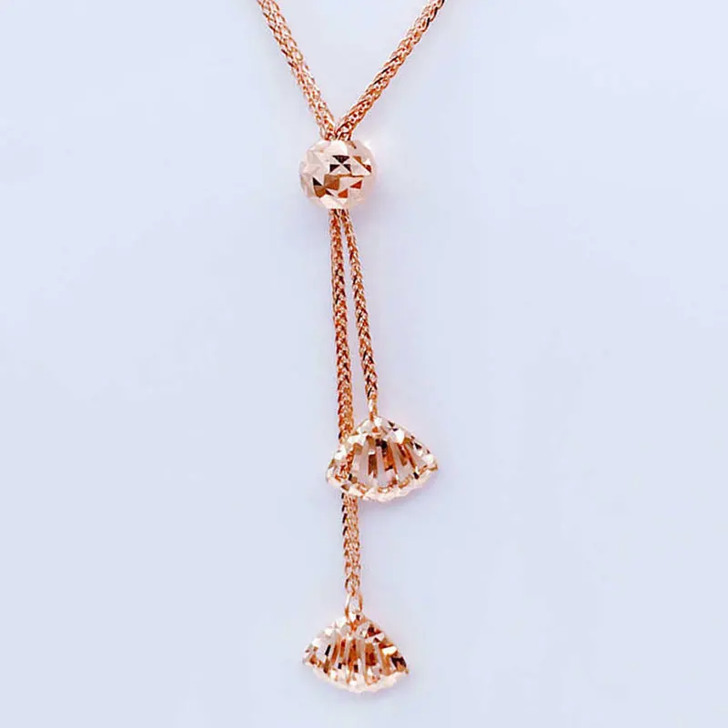 585 purple gold seashells necklace 14K rose gold fashion tassel chains pendant elegant light luxury jewelry for girlfriend gift