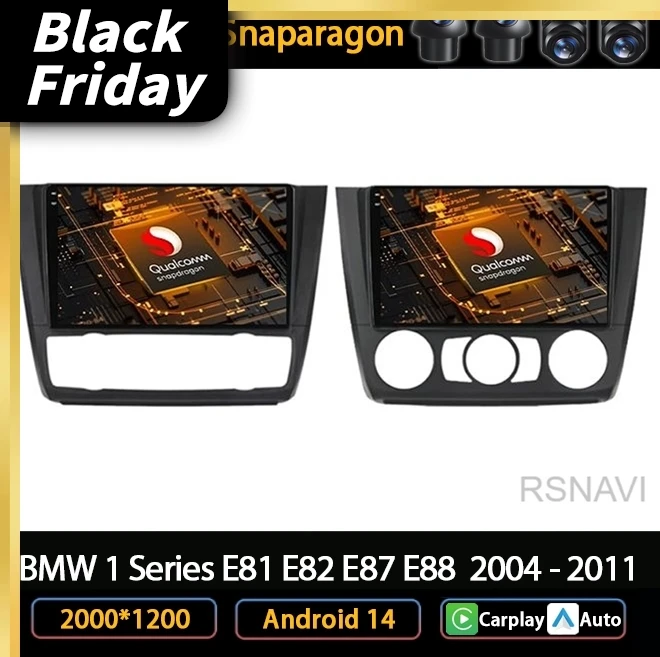 Andoird 14 Car Radio For BMW 1 Series E81 E82 E87 E88 AT 2004 - 2011 Navigation Viedo Player DVD AUTO 2 DIN GPS 4G LTE 5G WIFI