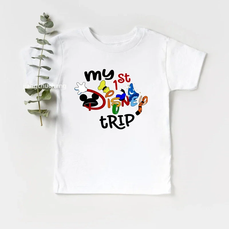 New My First Trip 2025 Children's T-shirt Fun Short sleeved Boys and Girls Holiday T-shirt Children's Clothing