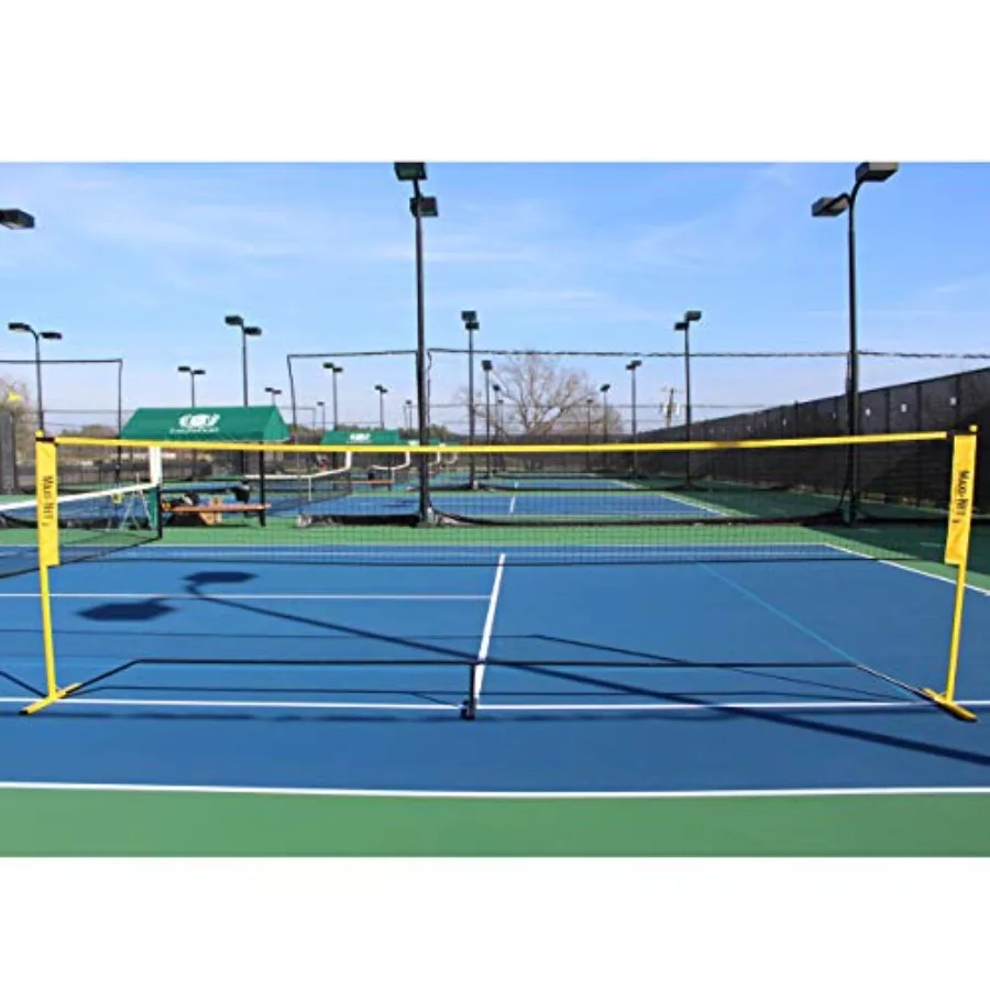 

Portable tennis net for outdoor courts polyester mesh with steel frame navy blue 18-foot length 2-minute tool-free setup height