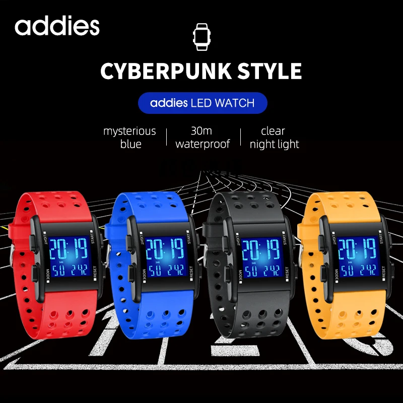 addies Fashion Sports Digital Watch for Men Waterproof Chrono Electronic Mens Wristwatches Multifunctional watch Reloj Hombre