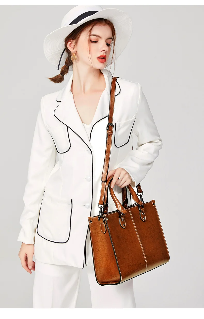 

Genuine leather women's handbag diagonal cross bag shopping fashion office commuting women's bag