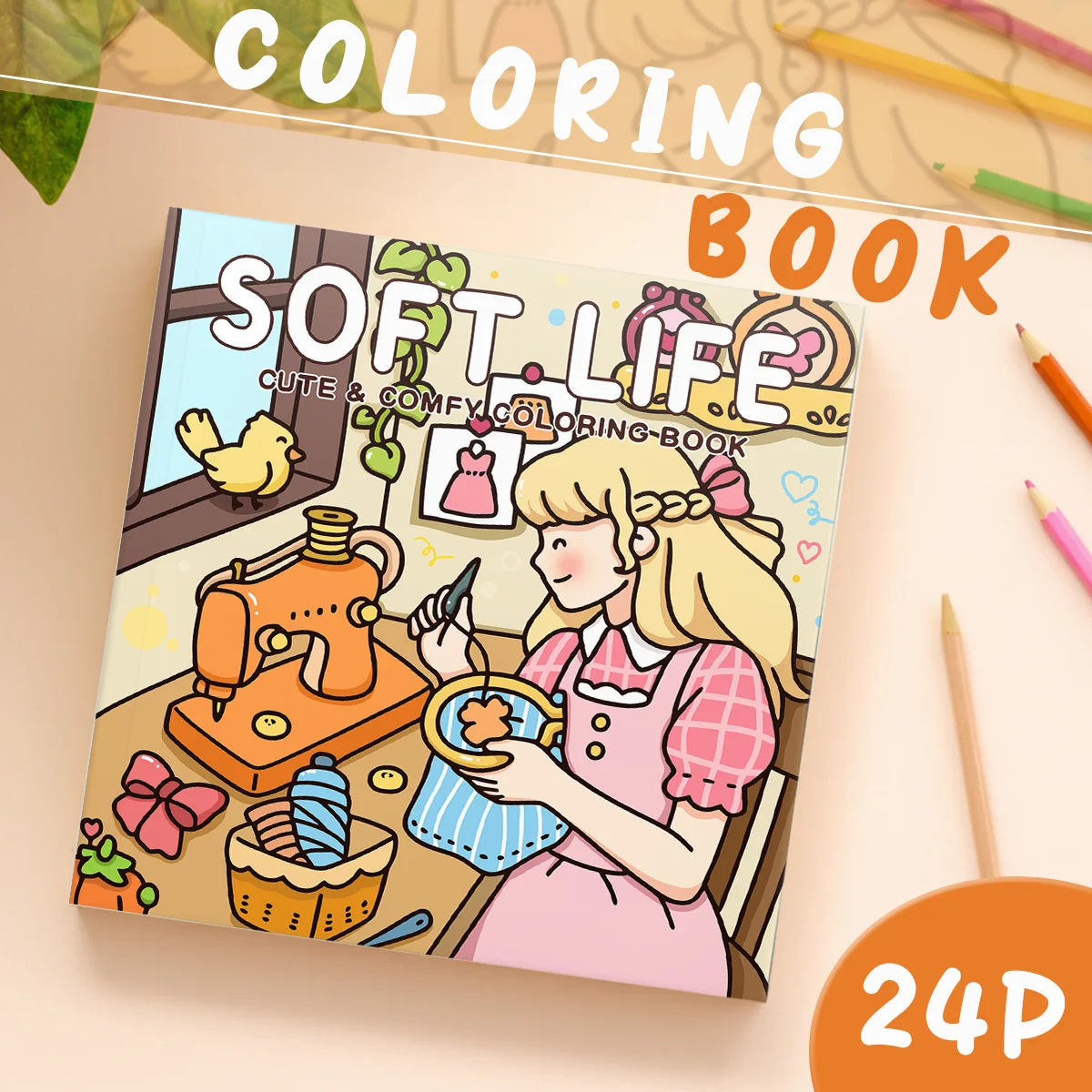SOFT LIFE CUTE & COMFY Libro da colorare per adulti Simpatici modelli di cartoni animati Libro da disegno Regalo di pittura perfetto per feste e compleanni