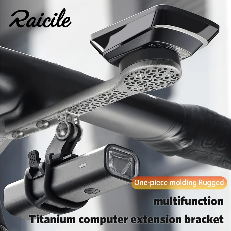 Raicile Ultra Light Titanium Alloy 3D Printed Road Bicycle Watch Stand Windproof Curved Handle Compatible with Garmin