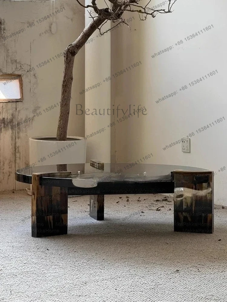 

LJYFTavolino da salotto in legno massello dipinto a mano creativo di design medievale, tavolino da caffè di fascia alta di lusso