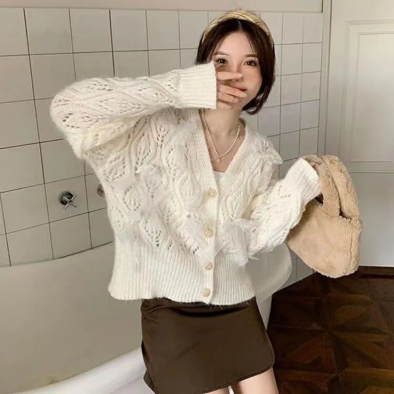 

Gentle Wind Soft Glutinous Sweater Cardigan Women Design Sensible Autumn and Winter 2023 Knitting Sweater Cardigan Female Tops