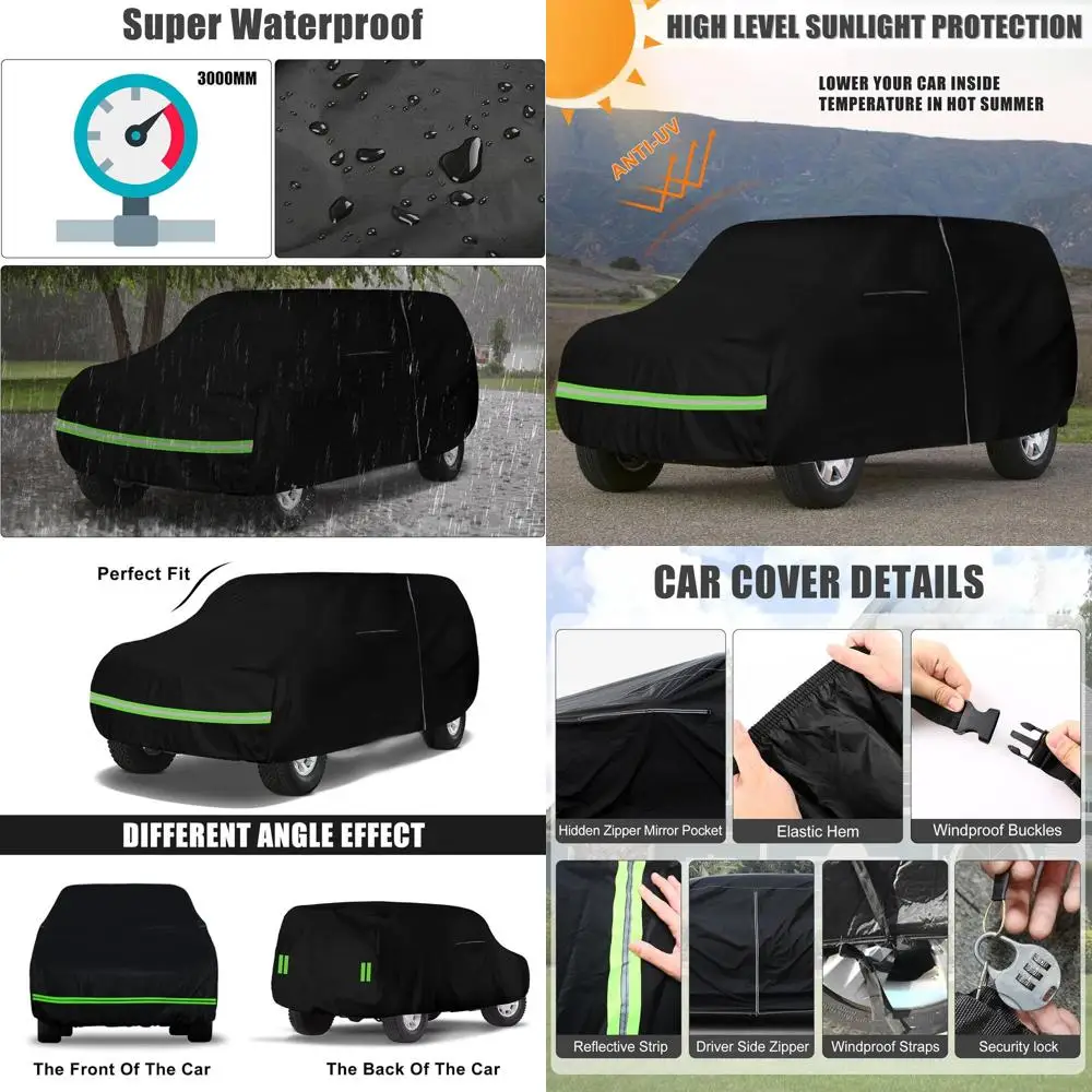 

All-Weather 210T Cotton-Lined Car Cover for 2007-2014 Toyota FJ Cruiser, with Zippered Door for Protection Against Snow, Rain, a