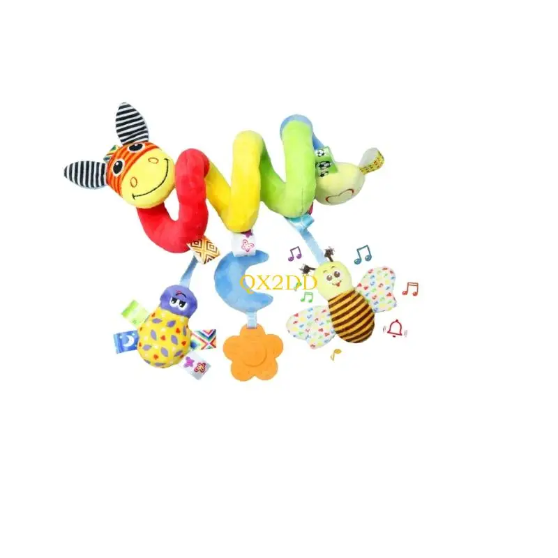 

QX2D Infant Crib Mobile Toy Cartoon Animal Activity Toy With Rattle Sound Paper For Sensory Development Bed Stroller Hanger