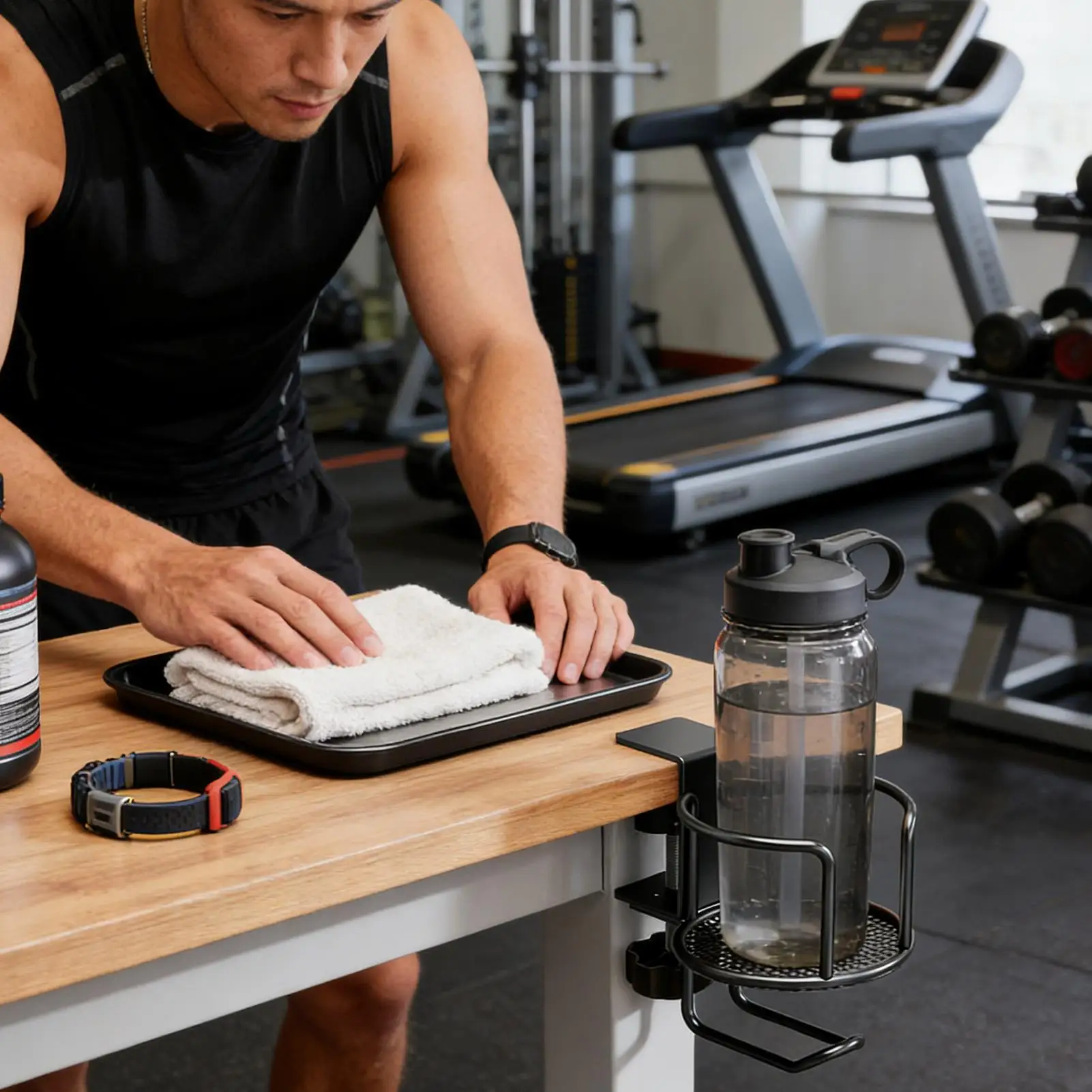 

Desk Cup Holder Clamp 2-in-1 Clip On Anti-Spill Iron Home Supplies Coffee Cup Holder For Chair Couch Bed Car Boat Classroom