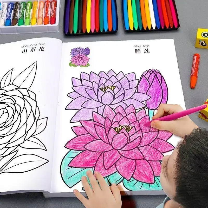 Kids Coloring Books : Transportation/Plant/Fruit/Animal Themes Children Painting Book Early Education Art Activity Book