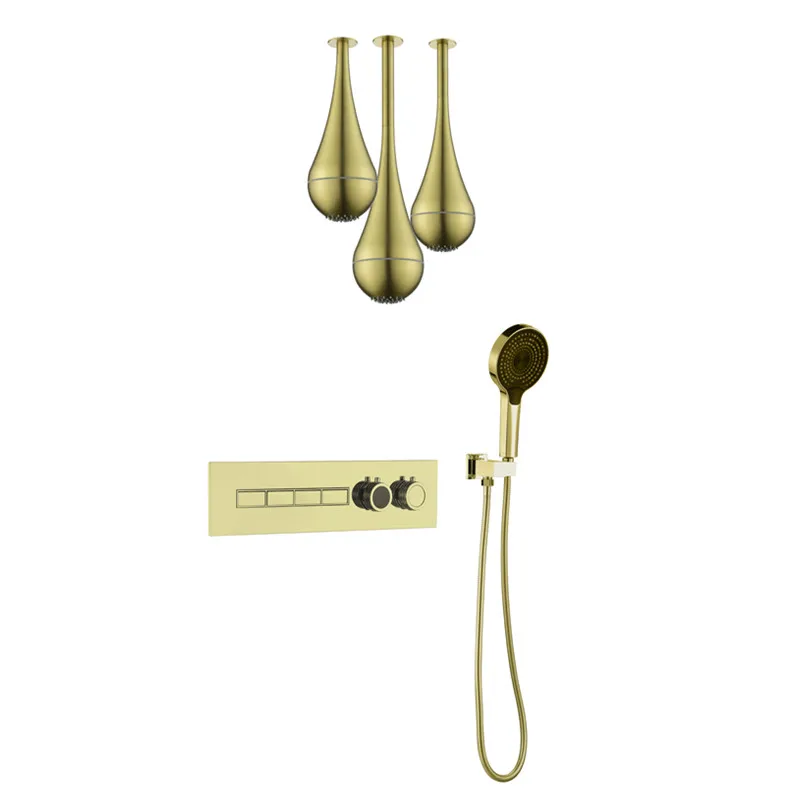 2026 New Arrival Luxury Multi-functional  LED Shower Head Set Smart Home Wall Mount Rain Spray 4 Functions Ceramic Slide Bar