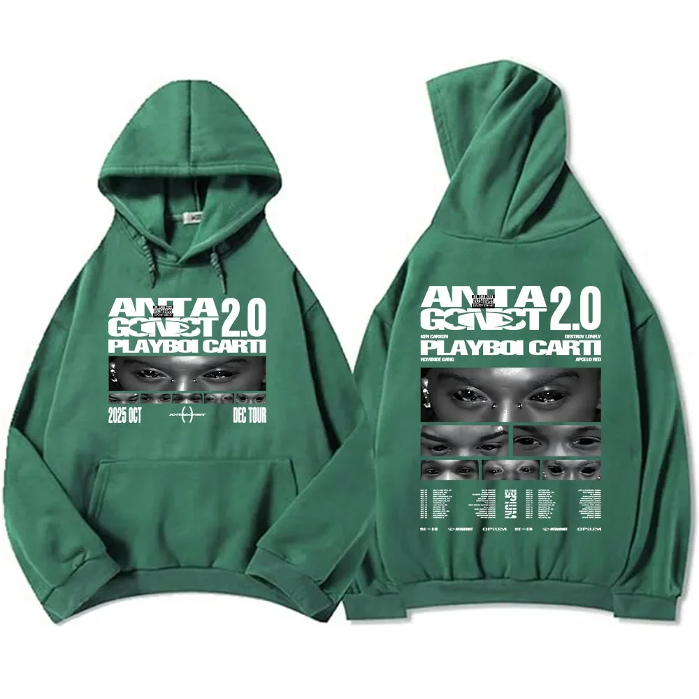PLAYBOI CART ANTAGONIST TOUR 2025 Bluzy z kapturem Moda Unisex Streetwear Hip Hop Odzież Męska Damska Nadruk Graficzny Bluza Męska