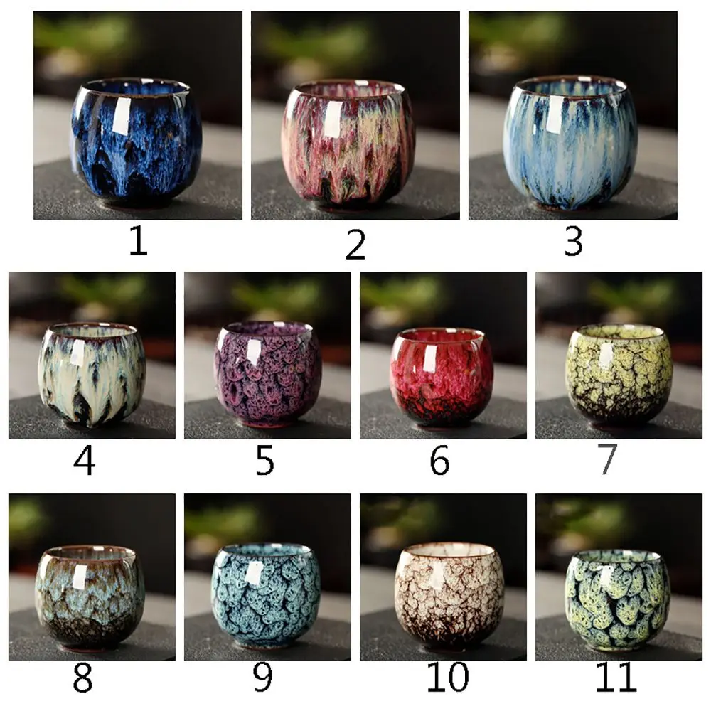 1 PCS Smooth Pottery Drinkware Creative Egg Shape Tea Cup Simple Chinese Style Fancy Color Kung Fu Cups