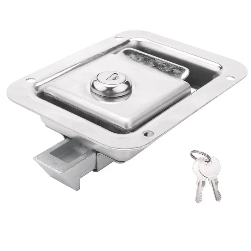 WF-Paddle Slam Latch With Lock & Key Travel Trailer Lock Stainless Steel RV Door Latch Heavy Duty Flush Mount Handle Latch