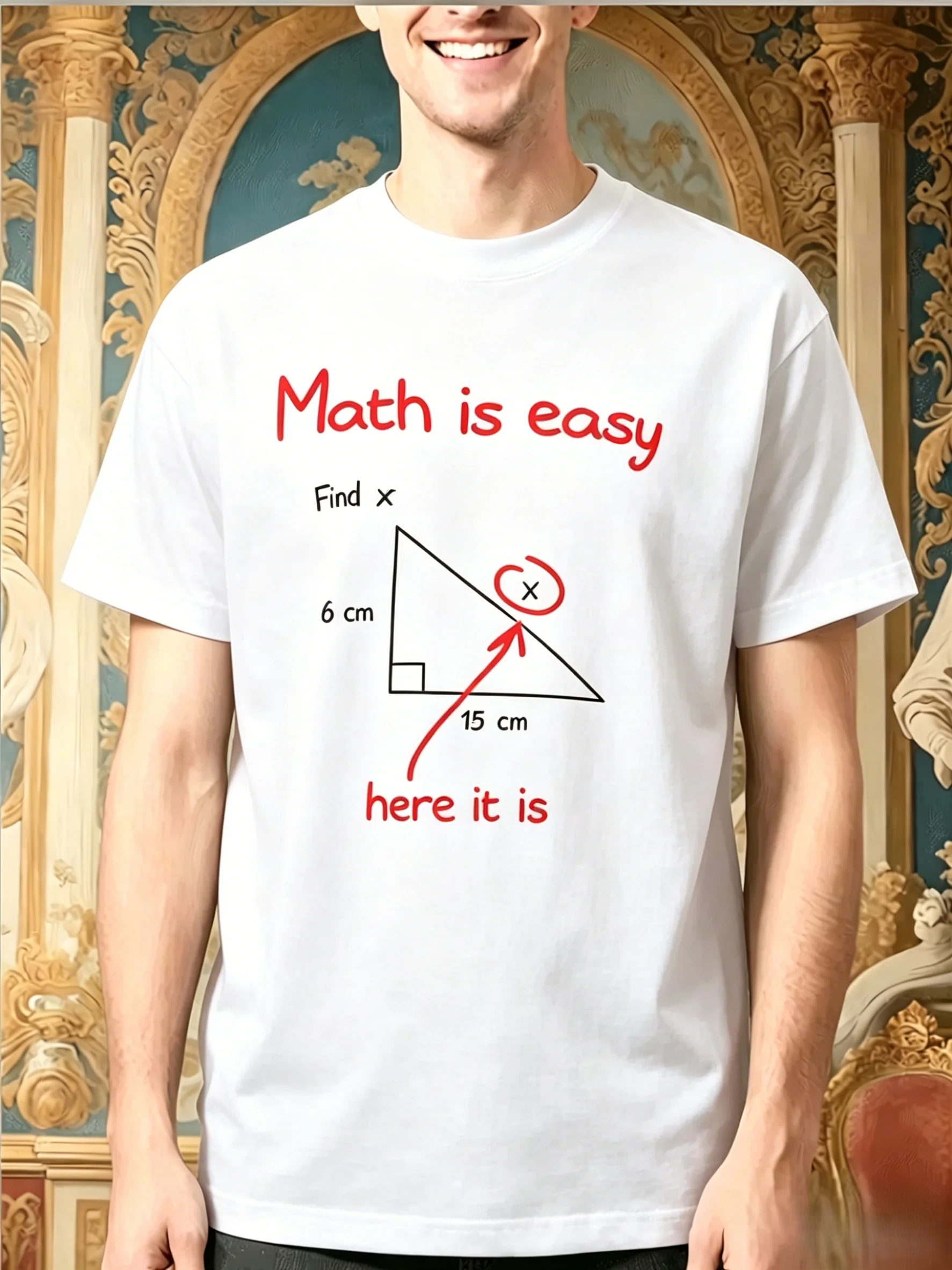 Men Cotton Tee Funny Math Find X Graphic Short Sleeve Crew Neck Casual Street T Shirt For Teacher Student Fans Summer Daily Tops