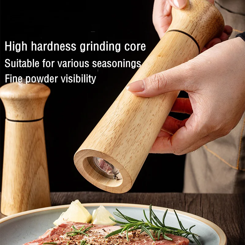 Acacia Wood Salt Pepper Grinder Set Manual Spice Pepper Grinder Mill with Base Salt Shaker Grinder for BBQ Kitchen Tool 5/8Inch