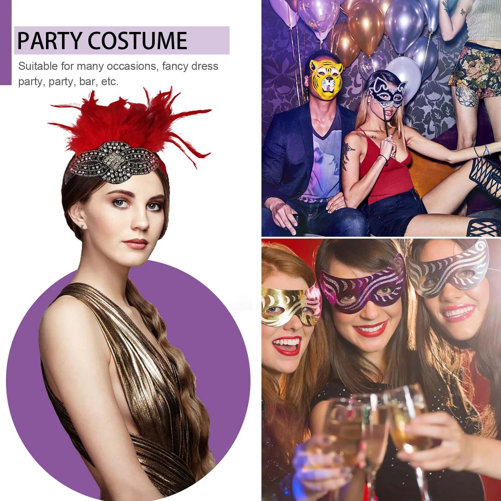 

Party Necklace Headdress Set Halloween Costume Headgear Accessories Women Headband Flapper for Bride