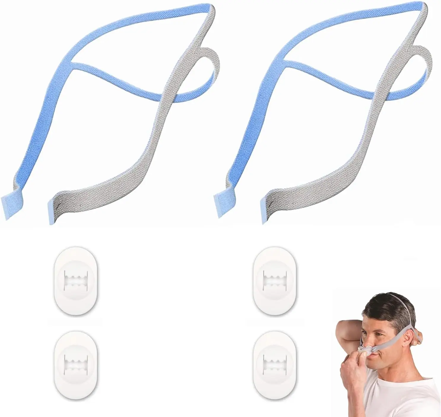 1PCS Replacement Headgear Compatible with AirFit P10 Adjustable Straps with 4 Clips for Nasal Pillow CPAP Mask