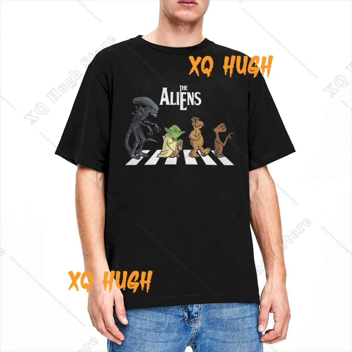 The Aliens Alf ET T Shirt Classic Film Alien Abby Road Cotton Vintage Short Sleeve O-Neck Classic T Shirt Large Size T Shirt