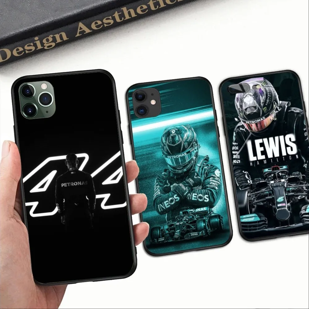 F1 Lewis Hamilton Mobile Phone Case for iPhone 15 14 13 12 11 XS X 8 7 6 Plus Mini Pro Max SE 2022 Black Soft Phone Cover Funda