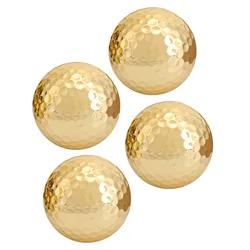 4Pcs Golf Ball Portable High Quality Double Layer Gold Plating Golf Ball Accessory Golden