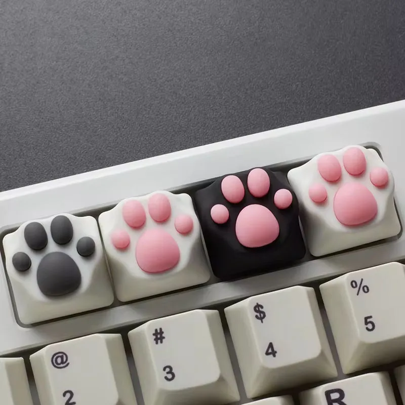 Pink Cat Claw Keycaps ABS Soft Cute Personalized Silicon Cat Meat Mat Custom Mechanical Keyboard Artisan KeyCap with Storage Box