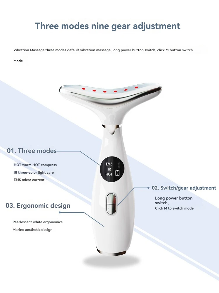 جهاز التجميل الذكي (للوجه والرقبة) تدليك الاهتزاز العلاج بالضوء علاج تنشيط الجلد رفع وثبات الوجه #4