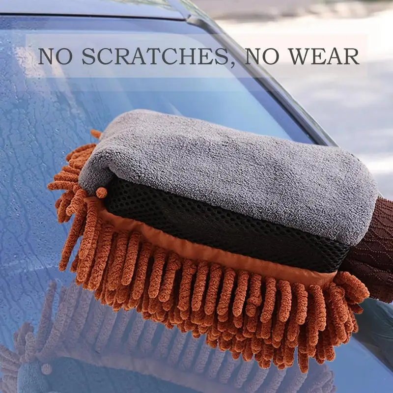 For Refer To Description  Car Wash Mitt Microfiber No Scratches Car Wash Brush Microfiber Wash Mitt Effective Cleaning Mitt