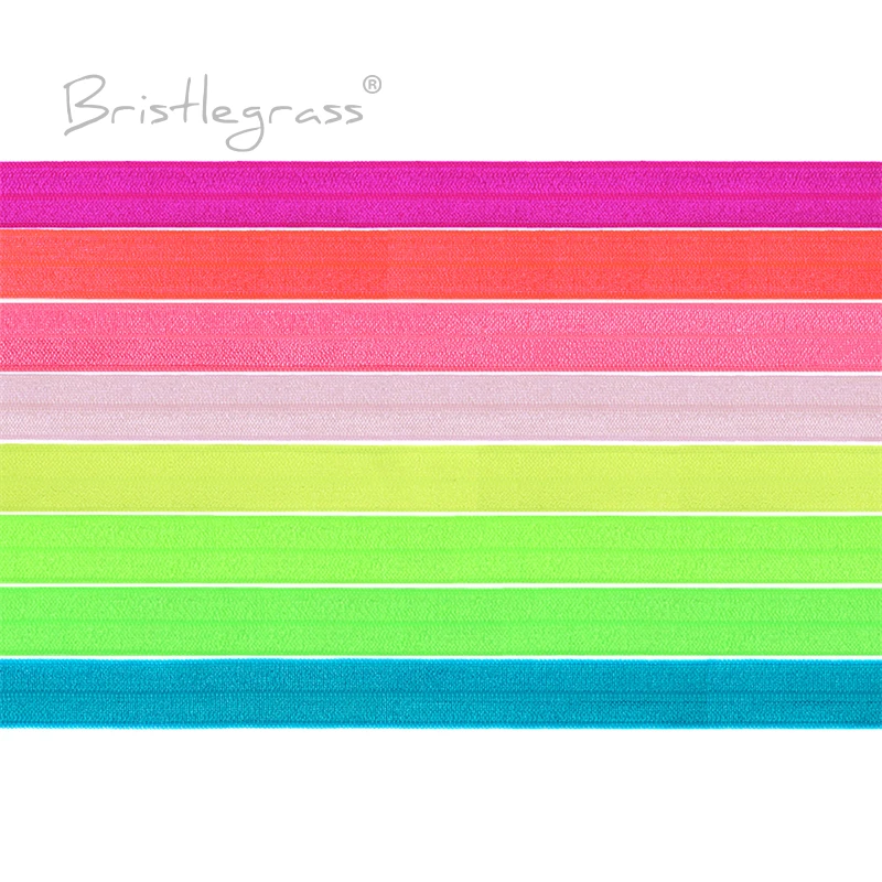 BRISTLEGRASS-Neon FOE Brilhante Dobre a Banda Elástica, Webbing de Spandex, Gravata de Cabelo, Headband, Trim para Costura da Pulseira, 2 Jardas, 5