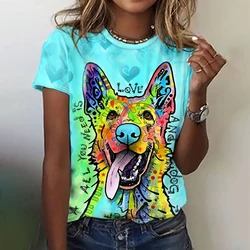 Funny Animal Graphic Women's T Shirts Causal Short Sleeve Top Women Kawaii Fashion Oversized Female Clothing Summer Ladies Tees